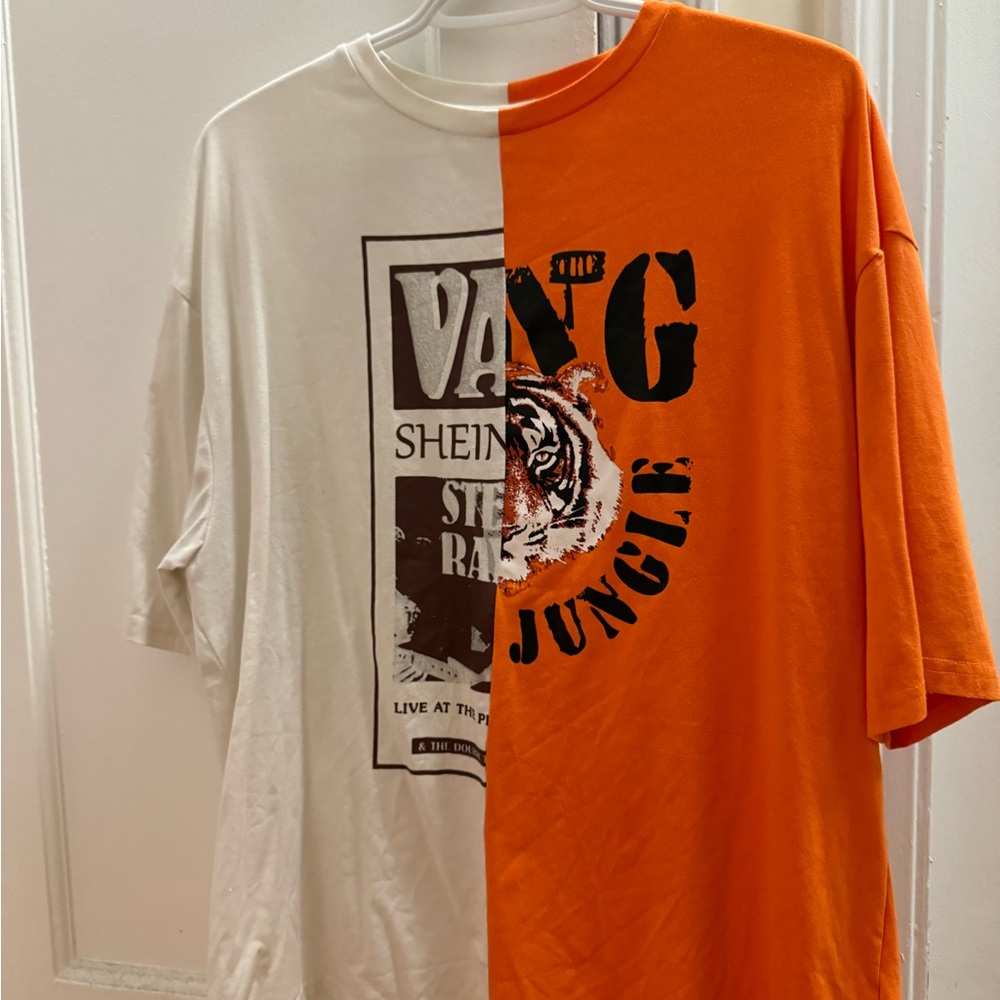 Orange and White Graphic Men’s T-Shirt